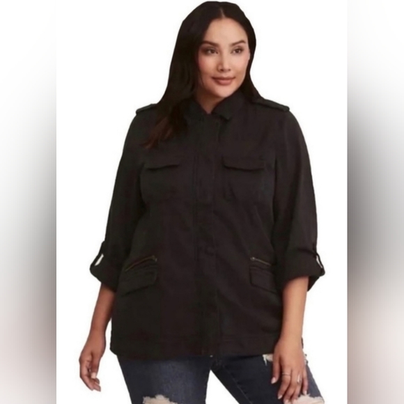 Torrid, Black Twill Jacket, "Property Of No One" Size 3X - Picture 7 of 8
